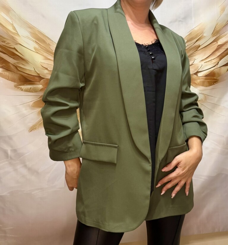 Blazer manches plisséees kaki 1