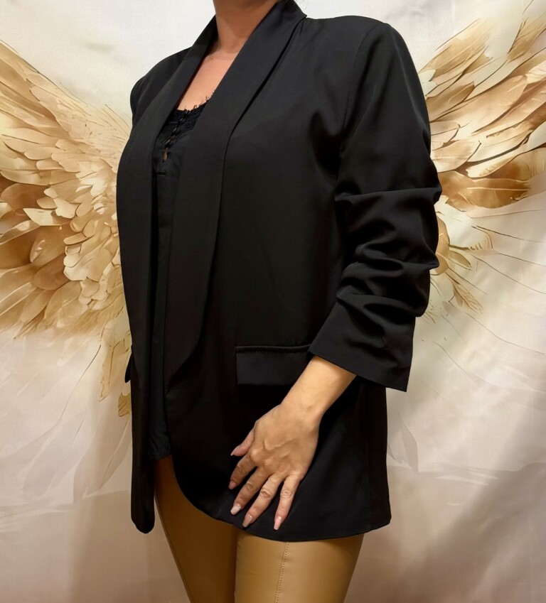 Blazer manches plisséees noir