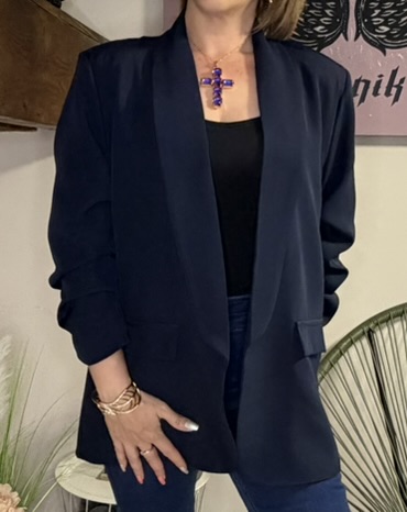 Blazer manches plissées marine (8)