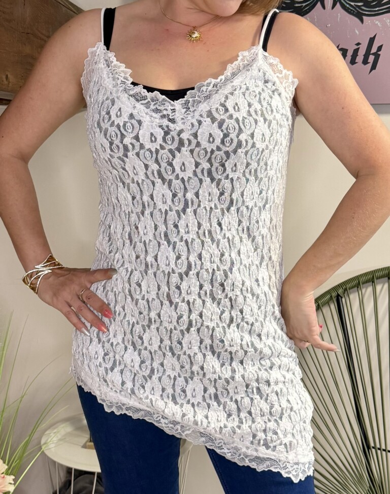 Débardeur dentelle pointe Diane blanc (2)