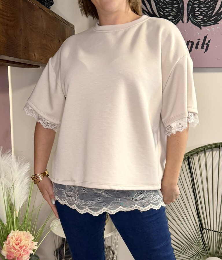 T-shirt dos dentelle Valeria beige (1)