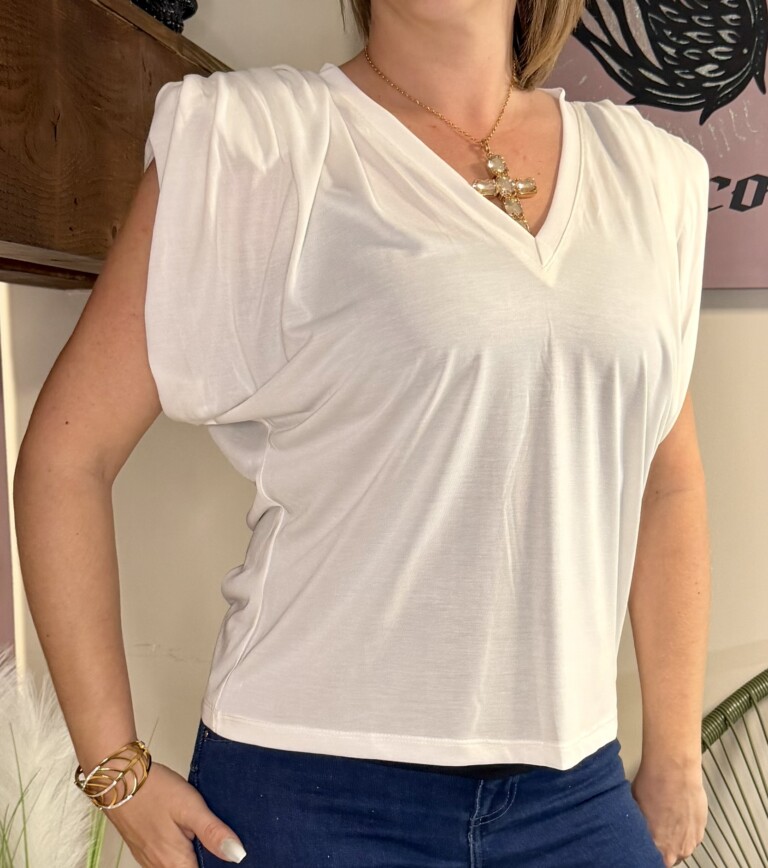 T-shirt épaulettes Carole crême (2)